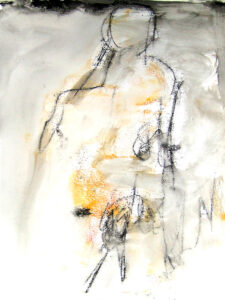 Blindtastung, Selbstbildnis, Aquarell auf Papier, 30×40 cm