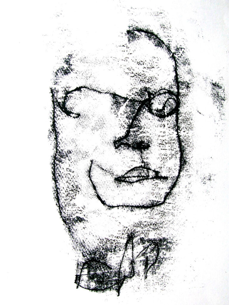 Selbstbildnis, Monotypie auf Papier, 30×40 cm