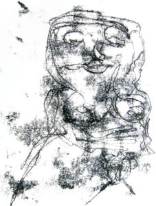 Blindtastungen, Monotypie auf Papier, 34×45 cm