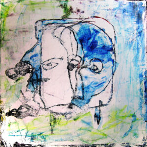Blindtastung, Selbstbildnis, Öl auf Leinwand, 40×40 cm